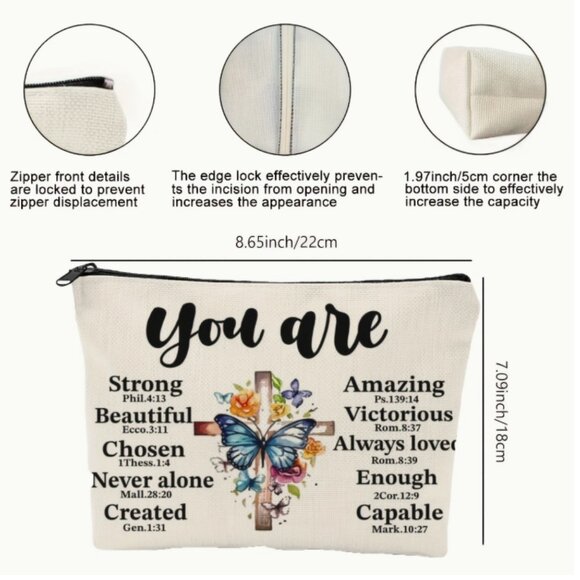 Cross Uplifiting Words Makeup Bag NWT - Picture 3 of 3